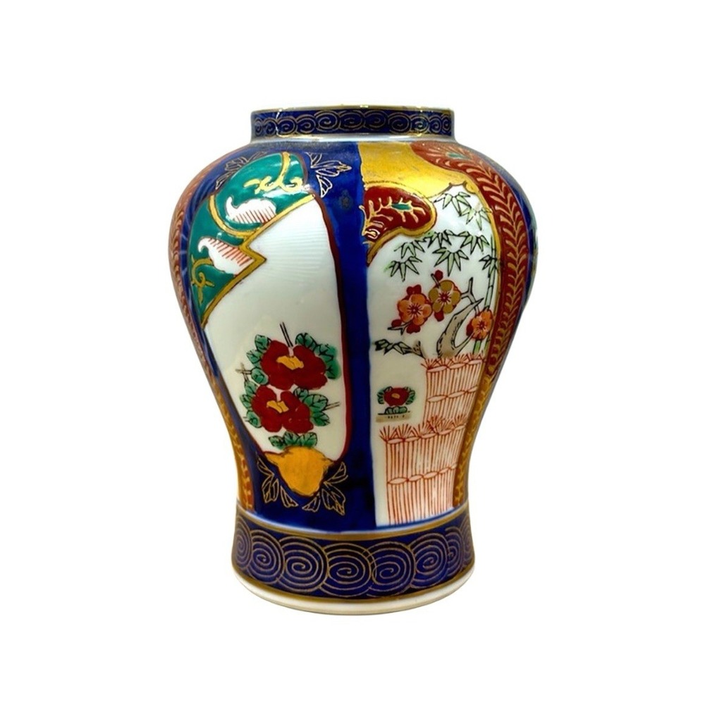 Vtg Gold Imari Japanese Porcelain‎ Vase Hand Painted Floral Gold Gilt 6" Japan